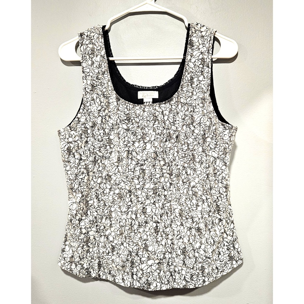 Christopher & Banks Women's XL Black/White Fully Lined Lace Camisole/Shell